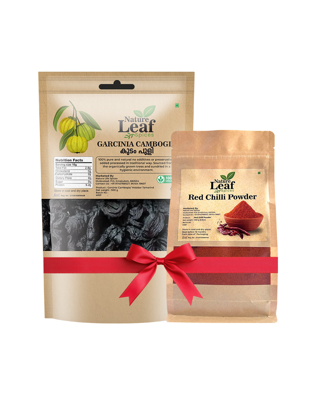 Natureleaf Spices Combo Offer – Garcinia Cambogia (Kudampuli) + Pure Red Chilli Powder | Authentic Kerala Spices
